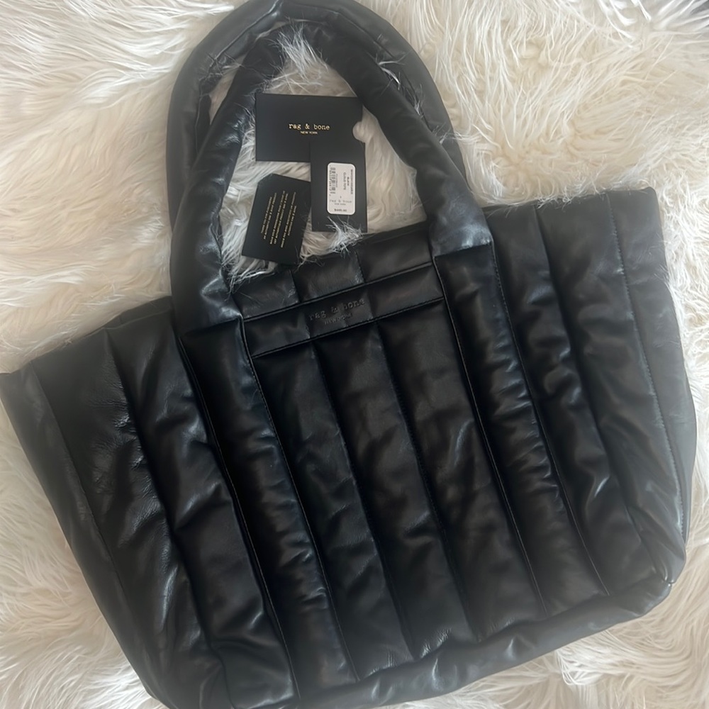 rag & bone Black Quilted Leather Tote